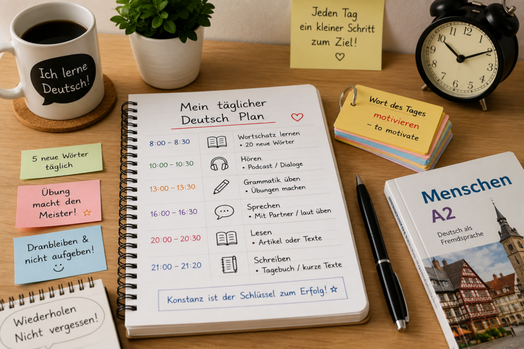 Daily German language practice routine