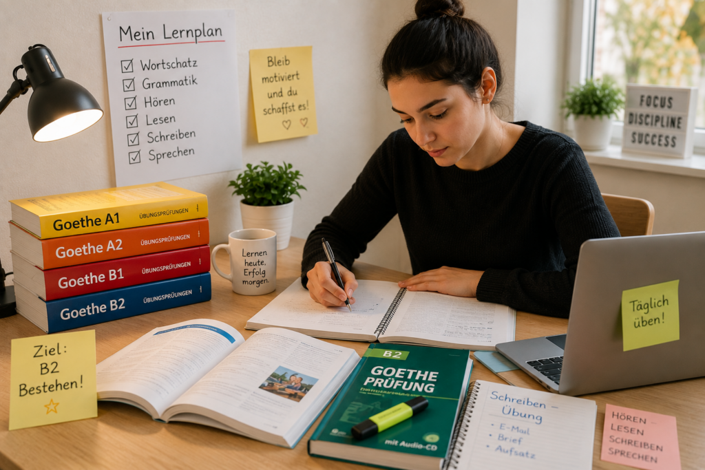 Students preparing for Goethe A1 to B2 exams
